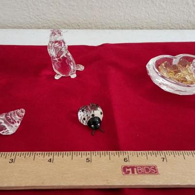 Swarovski Heart Basket, Prairie Dog?, Cat, Ladybug, Seashell