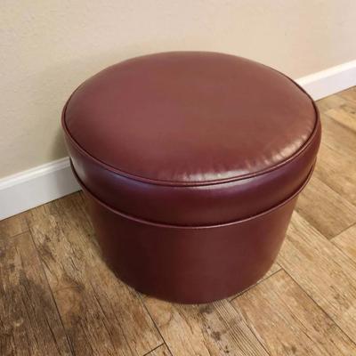 Vint. Spencer Burgundy/Purple Hassock Ottoman - 17" round
