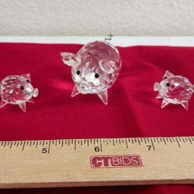 Swarovski Pig Family, 3 Pieces 