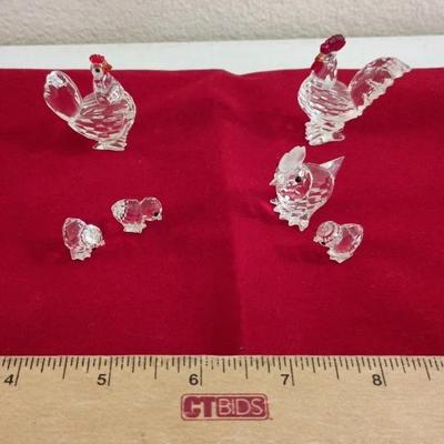Swarovski Chickens, Rooster Lot, Six Pieces