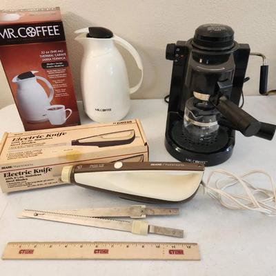Mr Coffee Espresso Machine, Kenmore Electric Knife, Thermal Carafe