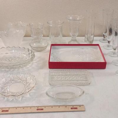 Vintage Crystal, Glassware - Etched Ducks, Flowers