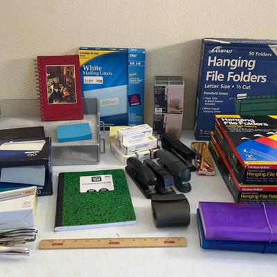 Office Lot - Hanging File Folders, Staplers, & File Tray