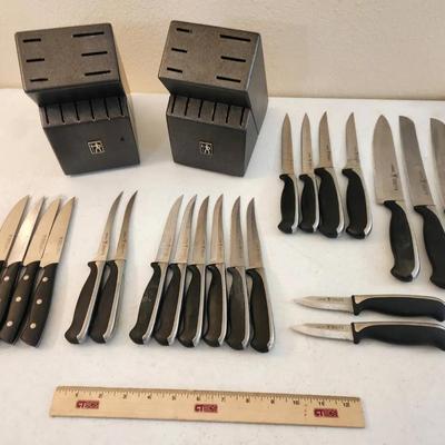 22pc J.A. Henckels International Stainless Knives & 2 Blocks