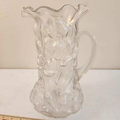 Vintage Dugan Carnival/Iridescent Glass Heavy Iris Pitcher
