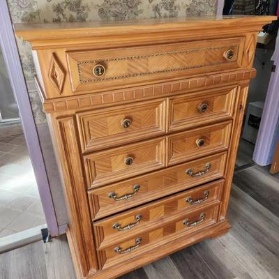 Empague Tall Wood Dresser w/ Inlay - 42x19x54"
