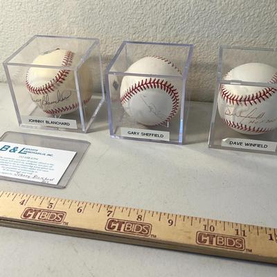 Yankee’s Signed Baseballs - Blanchard, Sheffield, Winfield