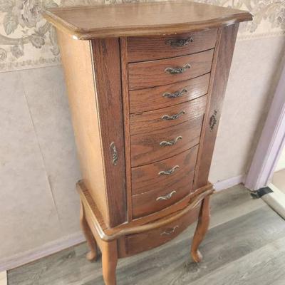 Vintage Powell Standing Jewelry Cabinet - 17x12x39"