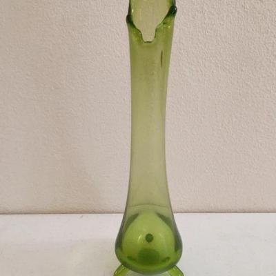 Vintage Mid-century Green 3-footed 14" Swung Vase, Viking?