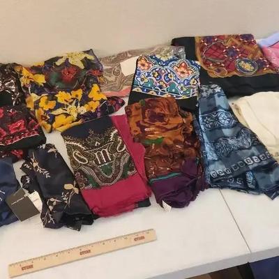 17pc Vintage Scarves, Hankerchiefs - Many Italian, Handmade-some silk