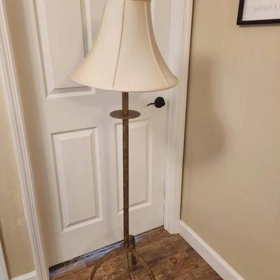 Vintage Brass Tripod Floor Lamp - Quizol, Works, 57" tall