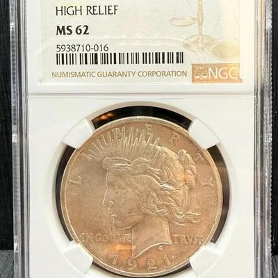 1921 Peace Dollar NGC MS62