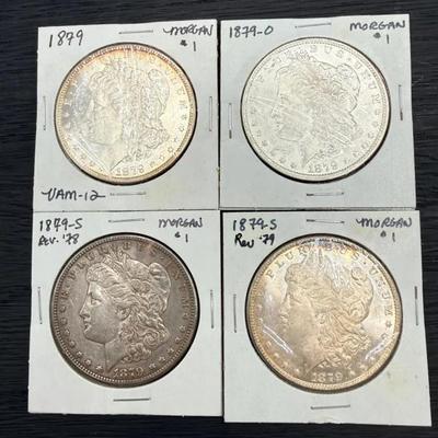 1879 P, O, S (Rev Of 78), And S (Rev Of 79) Morgan Dollars 