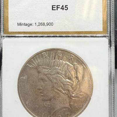 1927 D Peace Dollar PCI EF45