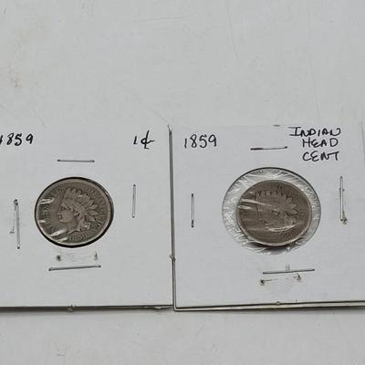 Two 1859 Indian Head Cents