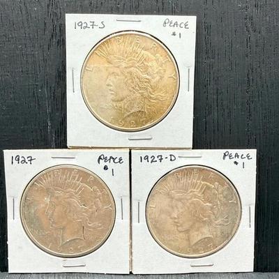 1927 P, D, And S Peace Dollars 