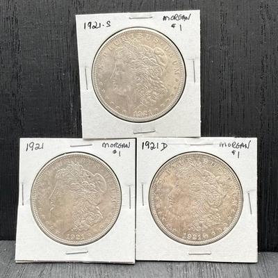 1921 P, D, And S Morgan Dollars 