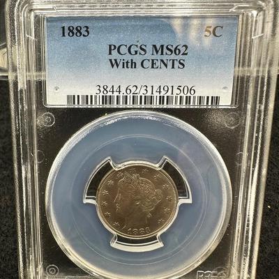 1883 V Nickel, PCGS MS63…With CENTS