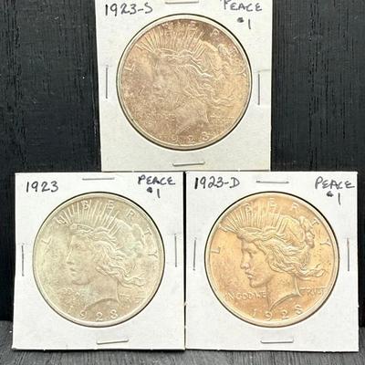 1923 P, D, And S Peace Dollars 