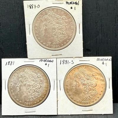 1881 P, O, And S Morgan Dollars 
