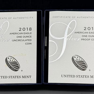 2018 Uncirculated And Proof Silver Eagles 