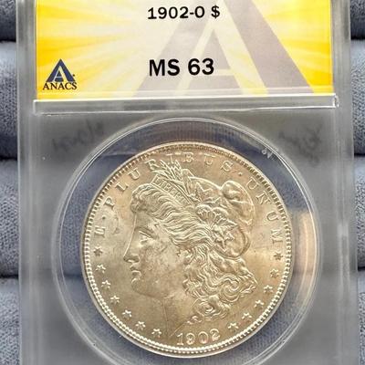 1902-O Morgan Dollar, ANACS MS63