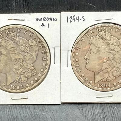 1894 O and S Morgan Dollars 