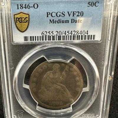 1846-O Seated Liberty Half Dollar, PCGS VF20, Medium Date