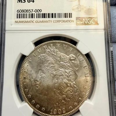 1902-O Morgan Dollar, NGC MS64