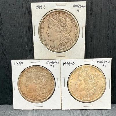 1898 P, O, And S Morgan Dollars 