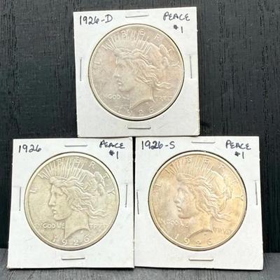 1926 P, D, And S Peace Dollars 