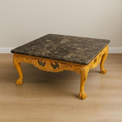 Hand Carved Granite Top Coffee Table