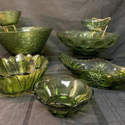 Ct362 vintage green glass