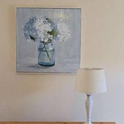 Ct358 mystic blue hydrangea haze painting and lamp