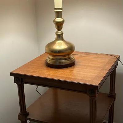 Mid-Century Nightstands With Golden Lamps