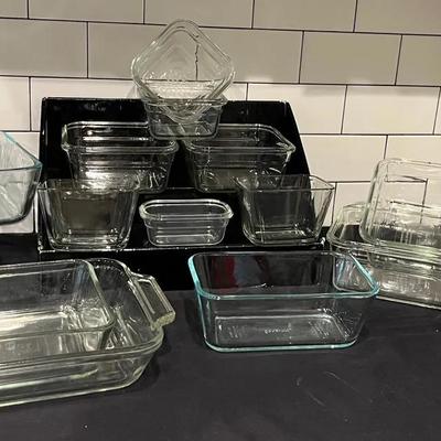 Collection Of Clear Pyrex, Anchor Hocking, & Glasbake