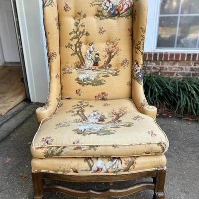 Traditional Wingback Accent Chair With Low Arms