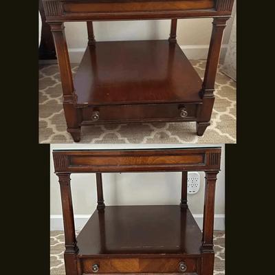 (2) Weiman Mahogany-Finish Side Tables with Glass Tops