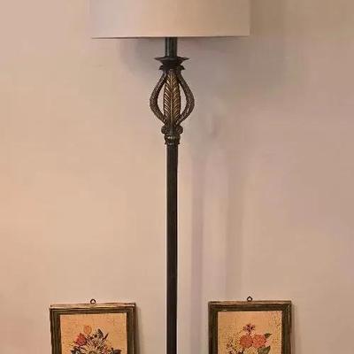 Vintage Metal 3-Way Floor Lamp, FLORENTIA Handmade In Italy Wood Wall Decor