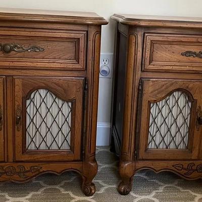 (2) Mid-Century French-Style Nightstands  Dovetail Construction