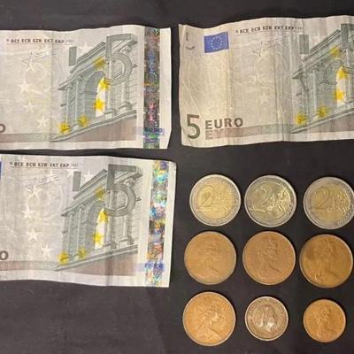 Assortment Of Foreign European Coins And Bills 