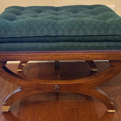 Duncan Style Green Upholstered Cushioned Bench 