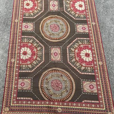 4x6 Needlepoint Wool Rug -  Hand-Stitched Design