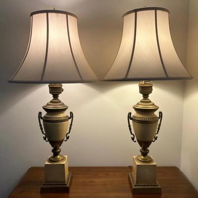 Set Of Two Mid-Century Art Deco Urn-Style Lamps 