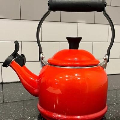 Le Creuset Red Enamel On Steel Demi 1.25 Quart Kettle