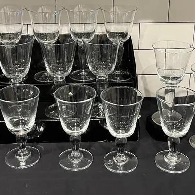 Clear Glass With Bubble Stem Wine & Sherry Glasses