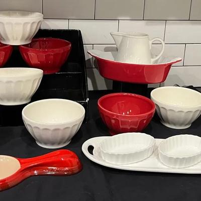 Le Creuset, William Sanoma, & More Red And White Kitchen Dishes