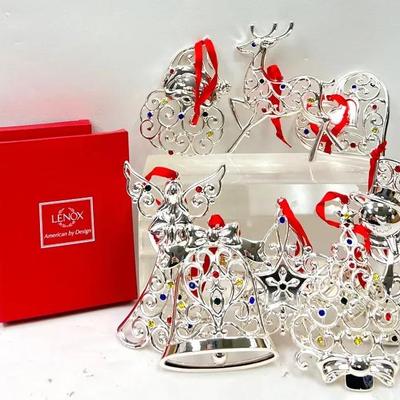 “Lenox” Sparkle & Scroll Silver-Plated Ornaments 