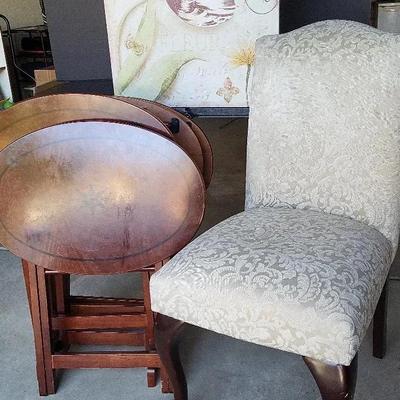 TV Tray Tables, Chair & Print