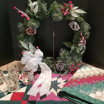 Christmas Decor: Quilts, Spode & Lighted Wreath